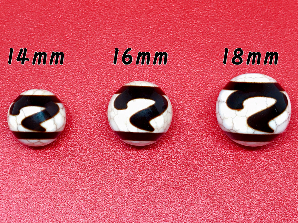 火供龍紋天珠・如意鈎天珠（小）／約14mm、16mm