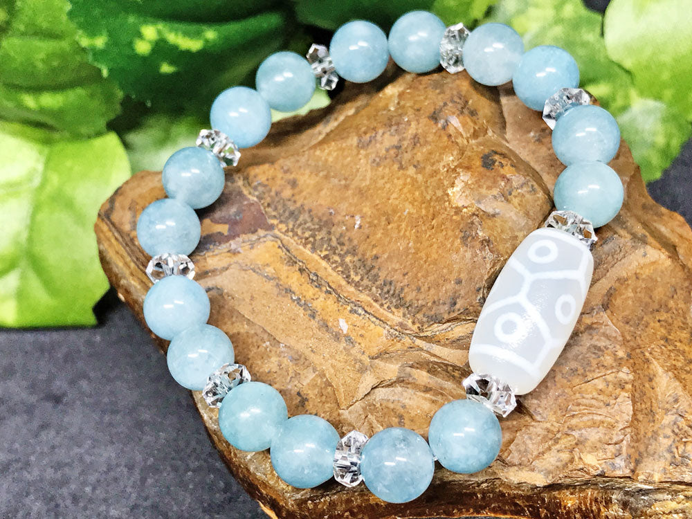 九眼　羊脂白天珠ブレスレットNo.001