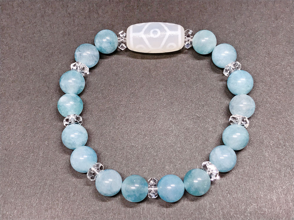 九眼　羊脂白天珠ブレスレットNo.001