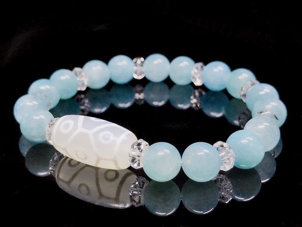 九眼　羊脂白天珠ブレスレットNo.001