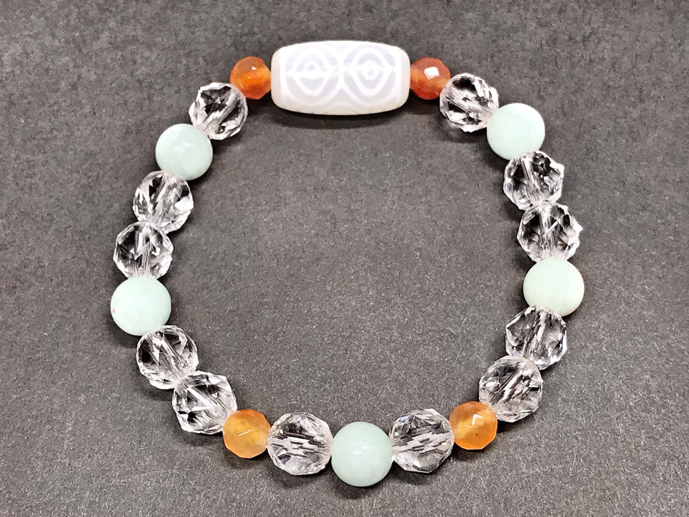 龍眼　羊脂白天珠ブレスレットNo.001