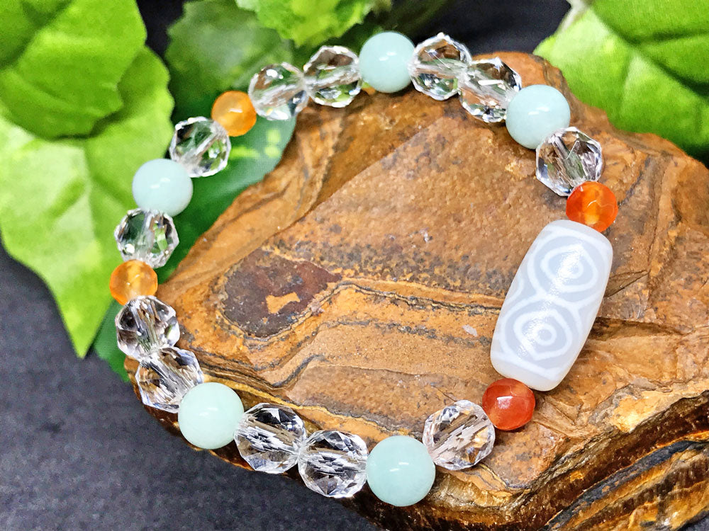 龍眼　羊脂白天珠ブレスレットNo.001