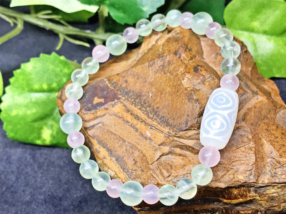 龍眼　羊脂白天珠ブレスレットNo.002