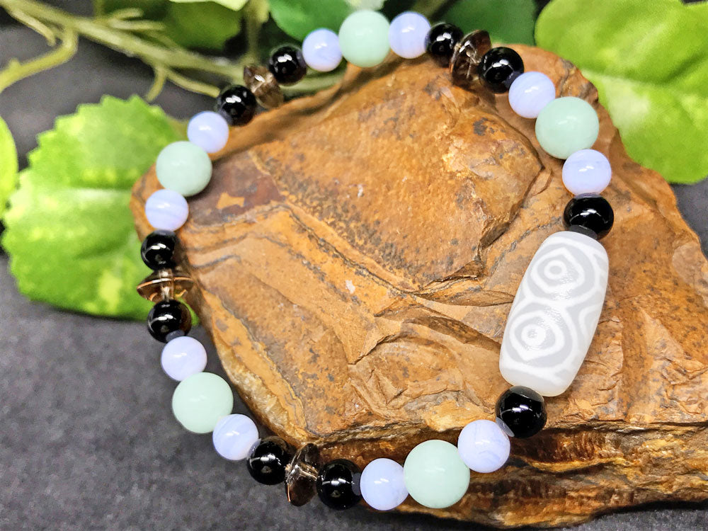 龍眼　羊脂白天珠ブレスレットNo.003