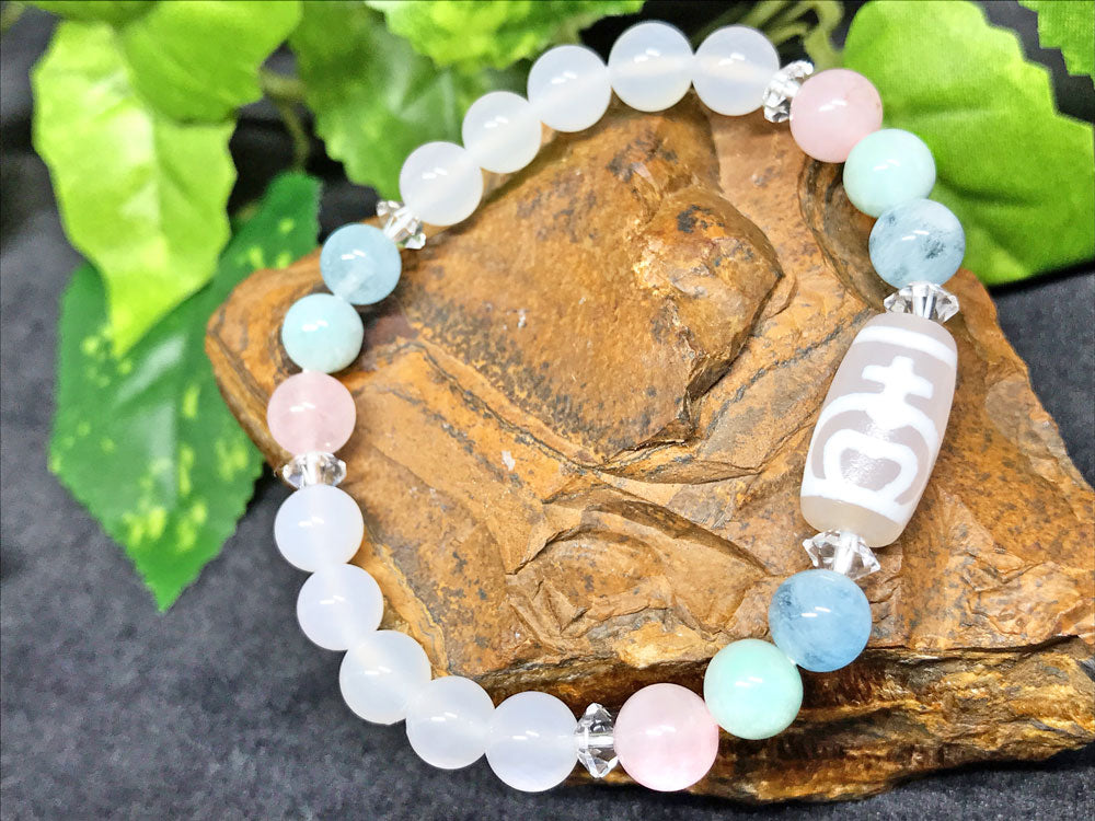 蓮花宝瓶　羊脂白天珠ブレスレット