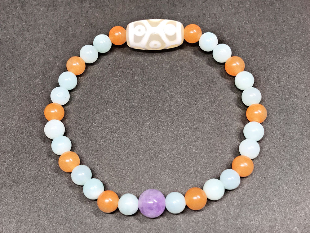 九眼　羊脂白天珠ブレスレットNo.002