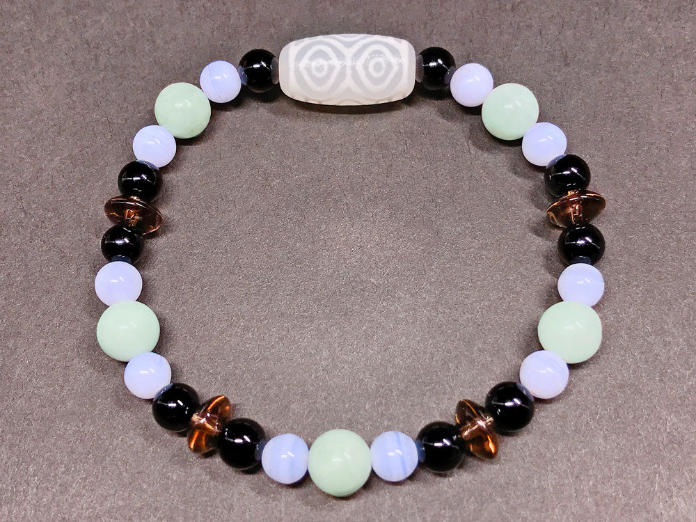 龍眼　羊脂白天珠ブレスレットNo.003