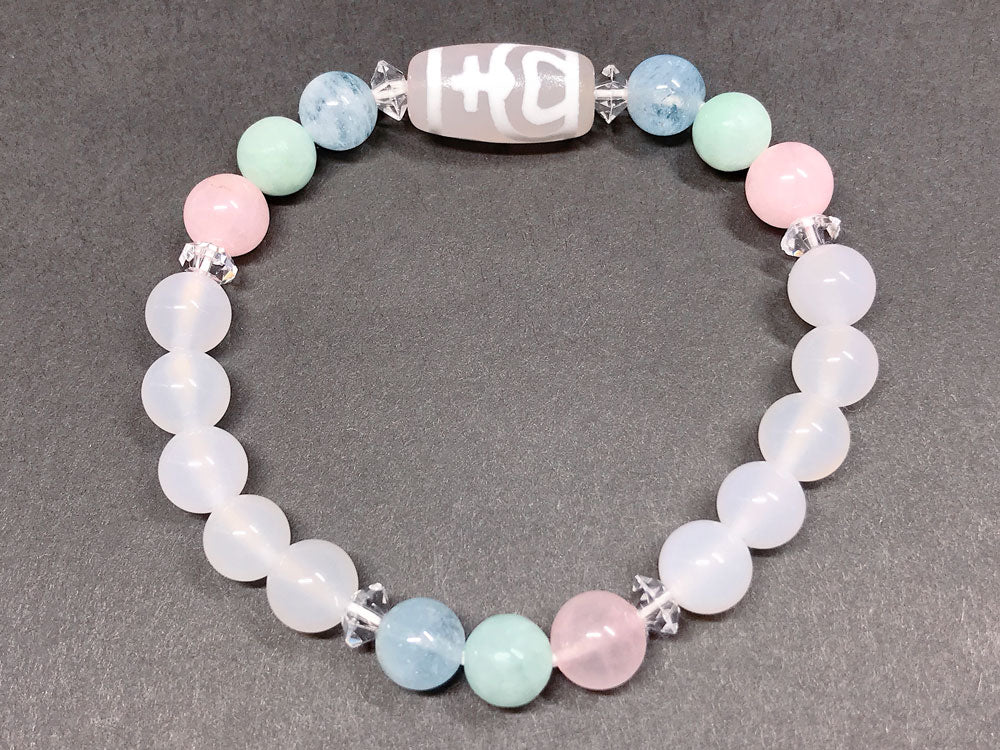 蓮花宝瓶　羊脂白天珠ブレスレット