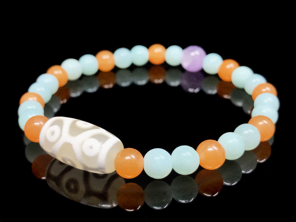 九眼　羊脂白天珠ブレスレットNo.002