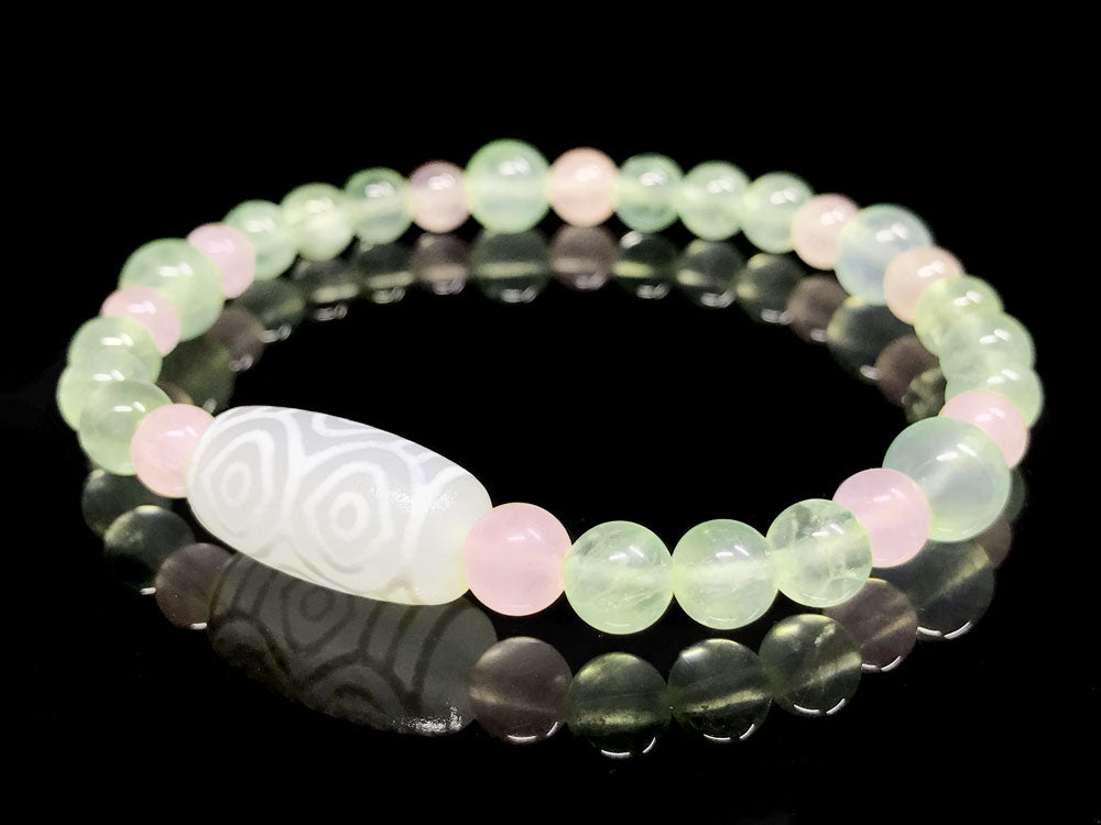 龍眼　羊脂白天珠ブレスレットNo.002