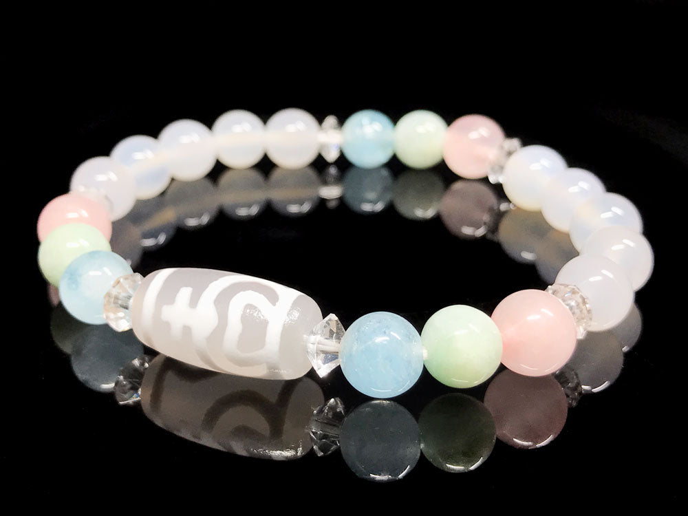 蓮花宝瓶　羊脂白天珠ブレスレット