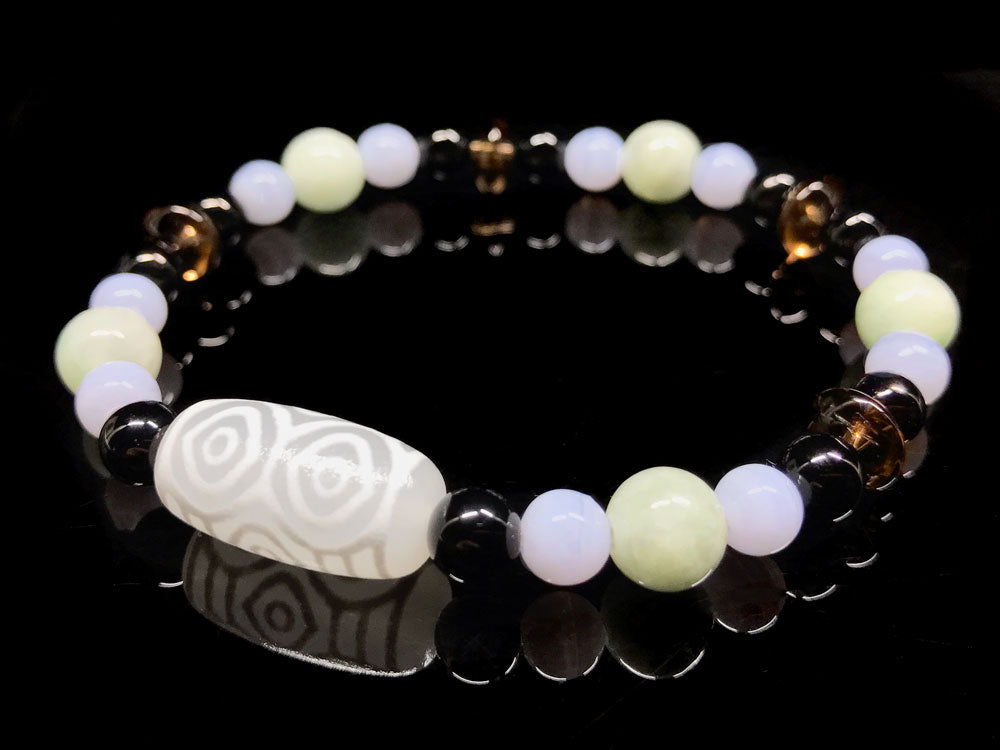 龍眼　羊脂白天珠ブレスレットNo.003