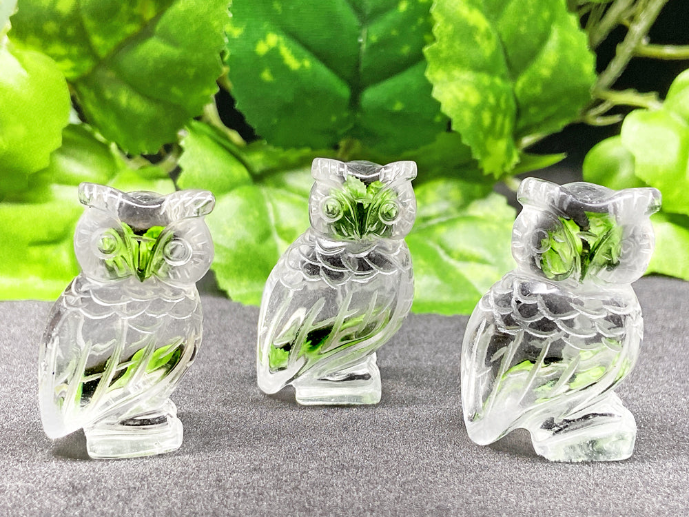 ふくろう 置物（天然水晶／人工水晶） – 天然石の店 ふうちゃん