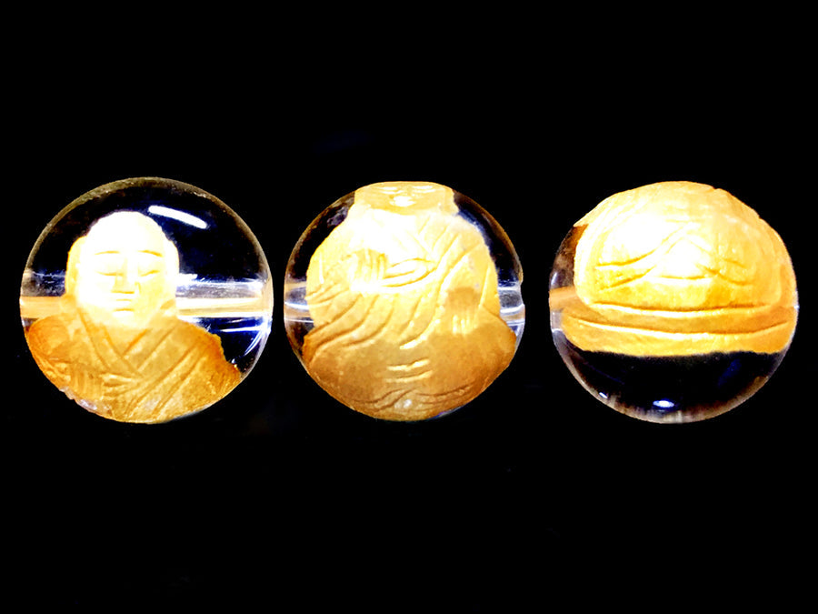 ユ（弥勒菩薩／弘法大師）十三仏梵字玉（超音波彫、レーザー彫、手彫り