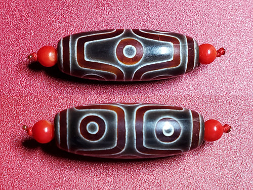 赤財神天珠・十字六眼天珠 – 天然石の店 ふうちゃん