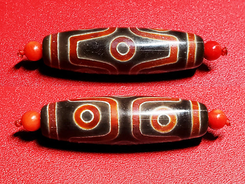 赤財神天珠・十字六眼天珠 – 天然石の店 ふうちゃん