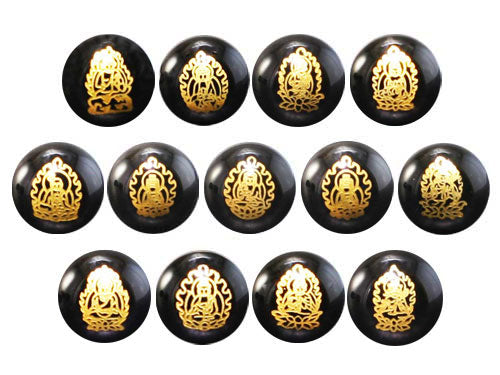 十三仏両面梵字玉（超音波彫／オニキス・金色入り） – 天然石の店 ふう