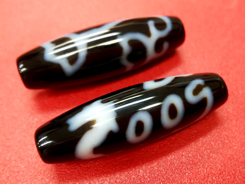 57 至純龍紋蓮華三眼天珠　レア物　天珠　風水　占い　魔除け　天然石　開運　鉱物 龍・水蓮華・三眼天珠・至純高級天珠／約12×38mm前後 – 天然石の