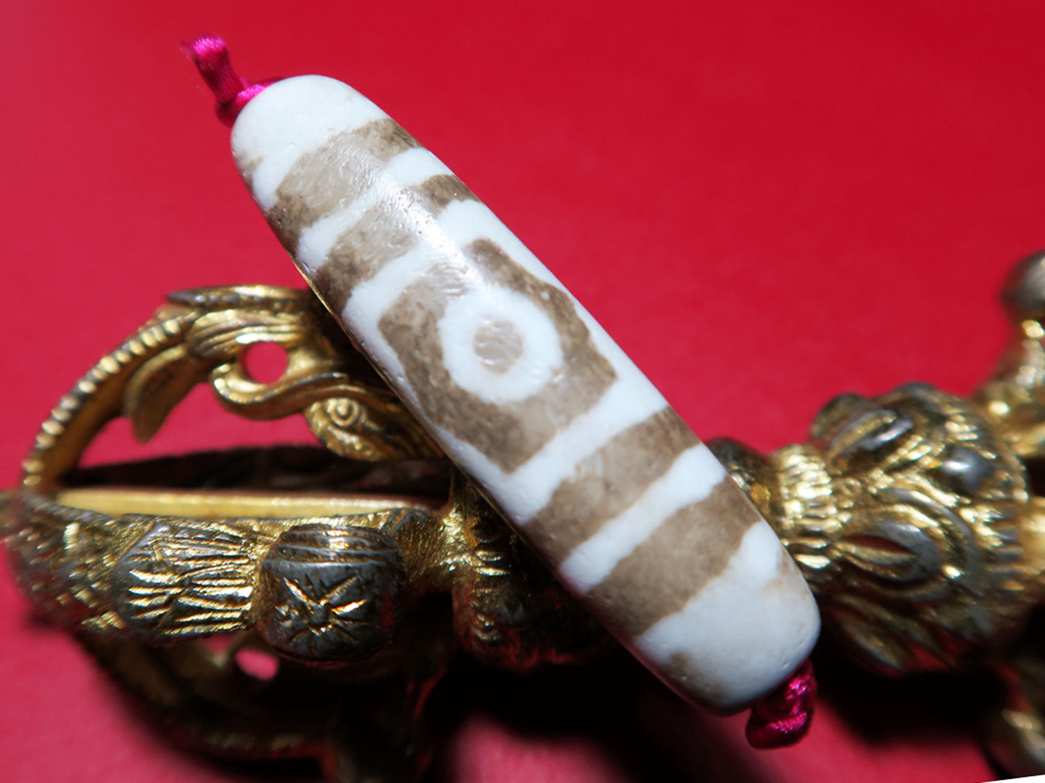 火供天珠・三眼天珠No．013／約44×11mm – 天然石の店 ふう
